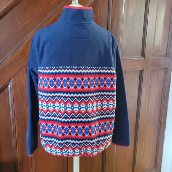 Lands End Womens Aztec Fleece Pullover Navy Blue & Red NWOT - Picture 11 of 11